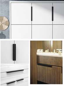 2 Miếng Ẩn giấu Đồ nội thất Tay cầm Mờ Đen Phòng bếp Tủ Kéo , Độ chính xác cao Hợp kim nhôm Phong cách hiện đại Ngón tay Cạnh Kéo Xử lý Đối với Tủ Tủ Và Ngăn kéo - màu đen - Xem 5