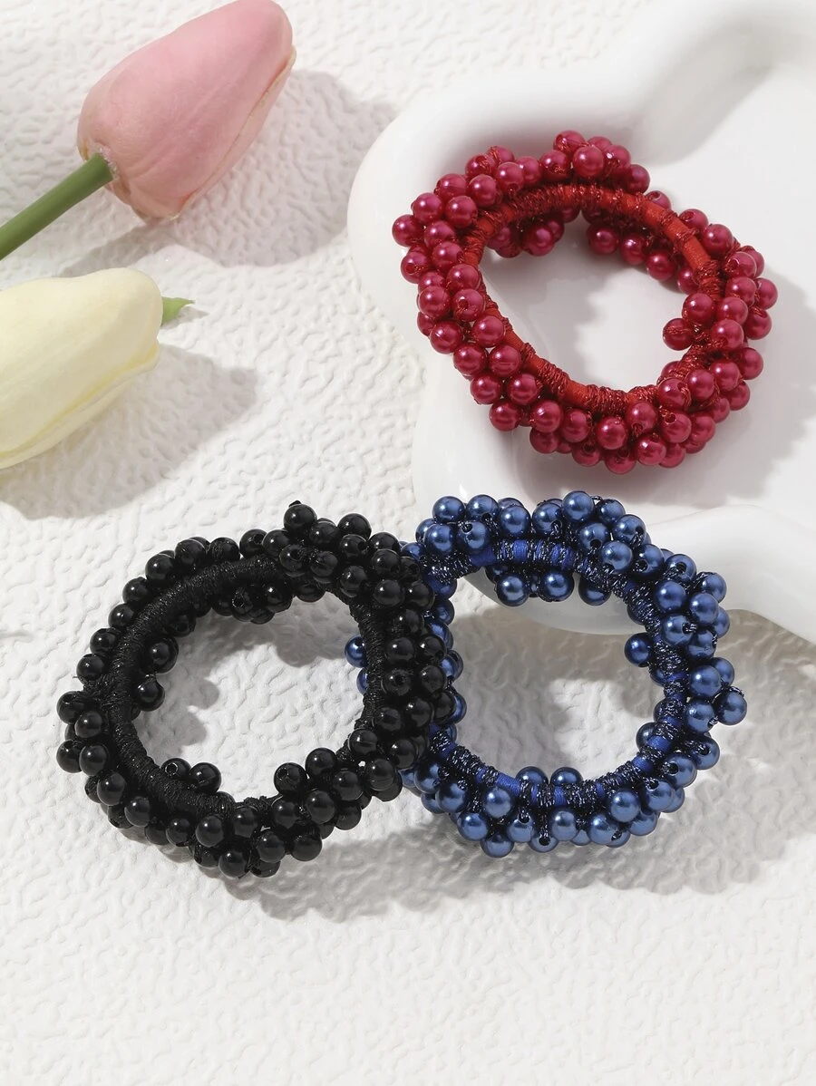 3 件简约串珠发带和珍珠发带优雅