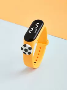 1pc Kids' M3led Sports Football-Themed Digital Watch - Orange - View 1