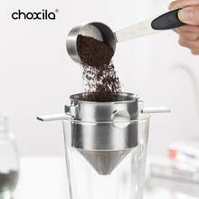 choxila 1pc Pour Over Coffee Dripper, Portable Stainless Steel Reusable Coffee Filter, Collapsible Coffee Dripper, Foldable Coffee Maker for Home Office Travel - Silver - View 2
