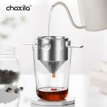 choxila 1pc Pour Over Coffee Dripper, Portable Stainless Steel Reusable Coffee Filter, Collapsible Coffee Dripper, Foldable Coffee Maker for Home Office Travel - Silver - View 1