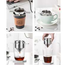 choxila 1pc Pour Over Coffee Dripper, Portable Stainless Steel Reusable Coffee Filter, Collapsible Coffee Dripper, Foldable Coffee Maker for Home Office Travel - Silver - View 5