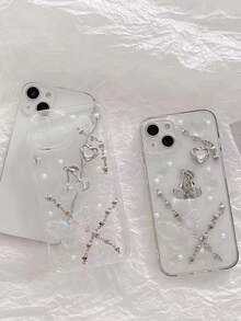 新款透明滴膠diy金屬櫻桃鍊tpu防摔手機保護殼,有大孔 - 無色 - 查看 2