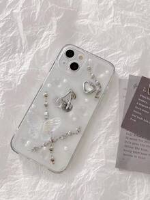 新款透明滴膠diy金屬櫻桃鍊tpu防摔手機保護殼,有大孔 - 無色 - 查看 4