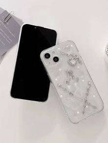 新款透明滴膠diy金屬櫻桃鍊tpu防摔手機保護殼,有大孔 - 無色 - 查看 3