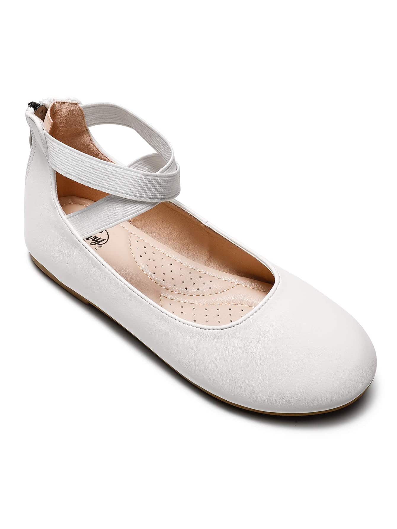 Trary Girls Dress Shoes With Crossover Straps Girls Ballet Flats Mary Jane Flats - 白色 - 查看 1