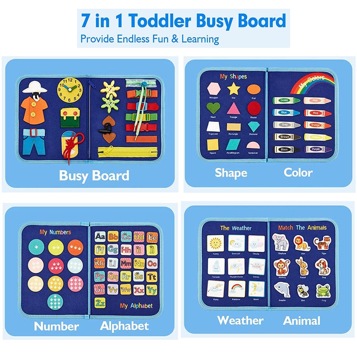 Toddler Busy Board With 8 Led Lights,Toddler Sensory Board For 1 Year...