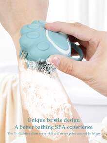 1入組-卡通貓爪嬰兒沐浴刷快速起泡矽膠擦洗神器全身按摩水療刷浴室配件