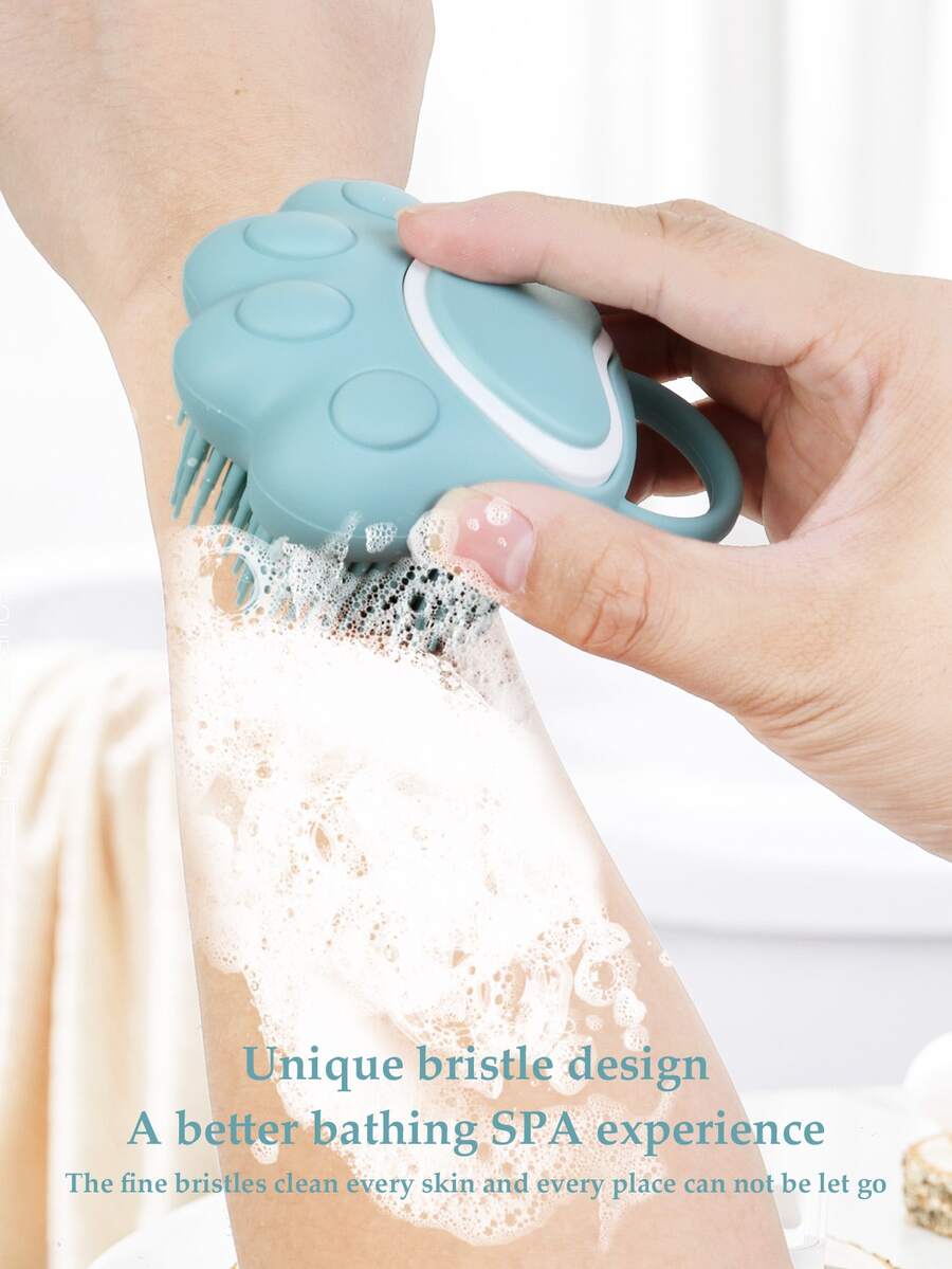 1入組-卡通貓爪嬰兒沐浴刷快速起泡矽膠擦洗神器全身按摩水療刷浴室配件