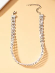 1pc Gorgeous Rhinestone Embellished Collarbone Necklace For Daily Wear - Multicolor - View 3