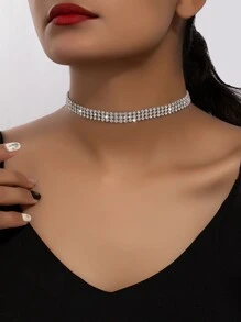 1pc Gorgeous Rhinestone Embellished Collarbone Necklace For Daily Wear - Multicolor - View 1