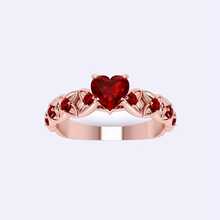 1pc Sweet Elegant Fashionable Hollow Out Heart Design Women's Ring With Inlaid Red For Dating, Party, Wedding, Anniversary Celebration, Etc. - Rose Gold - View 2