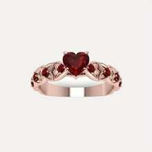 1pc Sweet Elegant Fashionable Hollow Out Heart Design Women's Ring With Inlaid Red For Dating, Party, Wedding, Anniversary Celebration, Etc. - Rose Gold - View 1