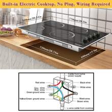Cooksir Electric Cooktop 30 Inch, 7400W Built-In Electric Stove Top 4 Burner, 220-240V Ceramic Hob With Glass Protection Metal Frame, Knob Control, 9 Power Level, Wiring Required, No Plug - Black - View 2
