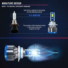 2入組/包HB39005LED頭燈燈泡帶80W16000LM光束,300%亮度增加車LED,航天鋁,IP68防水,6000K超亮LED轉換成套工具 - 9005/HB3 - 查看 2