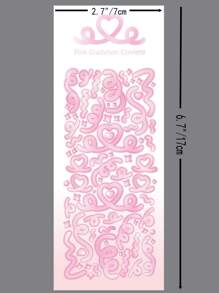 1 Peça/adesivo De Coração Com Fita Rosa De Pvc De 7 Cm * 17 Cm E Gradiente A Laser