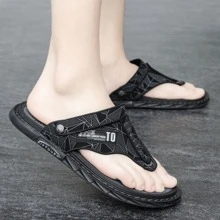 Men's Slip-On Sandals Breathable Open Toe Anti-Slip Double-Use Beach Slippers - Black - View 5