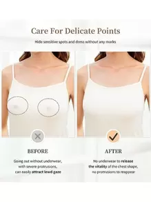 2pcs/pair Women's Silicone Rabbit Ear Shaped Intimates Breast Lift Pasties, Breathable & Anti-exposure - Apricot - View 5