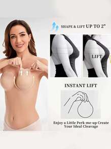 2pcs/pair Women's Silicone Rabbit Ear Shaped Intimates Breast Lift Pasties, Breathable & Anti-exposure - Apricot - View 1