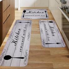 1入組水果或廚房用具或字母或花卉印花廚房地墊，柔軟、親膚、抗疲勞、廚房緩衝墊、客廳、臥室、入口通道、室內裝飾 - 彩色 - 查看 1