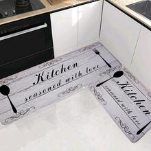 1入組水果或廚房用具或字母或花卉印花廚房地墊，柔軟、親膚、抗疲勞、廚房緩衝墊、客廳、臥室、入口通道、室內裝飾 - 彩色 - 查看 3