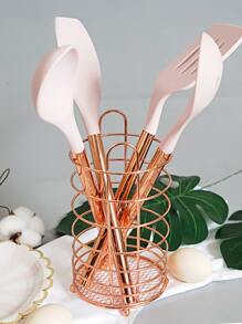 1 pieza de acero inoxidable Utensilio de cocina Soporte cable cubiertos cilindro drenaje Organizador Estante secado de metal fregadero Patagua para Tenedores Cucharas Palillos - Dorado - Ver 7