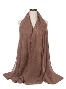Elegant 1pc Ladies' Stylish Solid Color Chiffon Scarf With Fluffy Balls, Can Be Worn As Wrap, Shawl Or Headscarf, Anti-Uv And Breathable, For Autumn And Spring, Malaysia Style