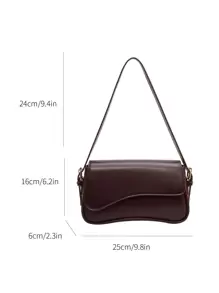 Solid Color Minimalist Women's Shoulder Bag - Coffee Brown - View 9