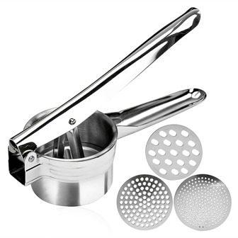 1pcThree-In-One Stainless Steel Potato Press Can Be Replaced Manually Press Mashed Potatoes Soft Juicy Vegetable And Fruit Press Juicer