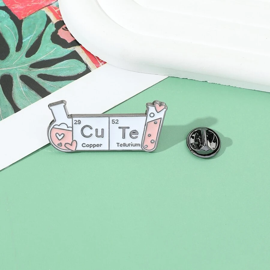 1 件创意有趣的科学化学实验卡通风格金属徽章别针，适合日常佩戴和学习 - 磨石 - 查看 1