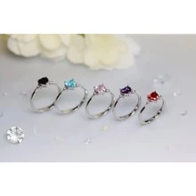 1件迷人的粉色愛心裝飾簡約鑲嵌女戒,適用於日常旅行、約會、派對、典禮、紀念日禮品 - 粉色 - 查看 3