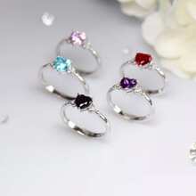 1件迷人的粉色愛心裝飾簡約鑲嵌女戒,適用於日常旅行、約會、派對、典禮、紀念日禮品 - 粉色 - 查看 2