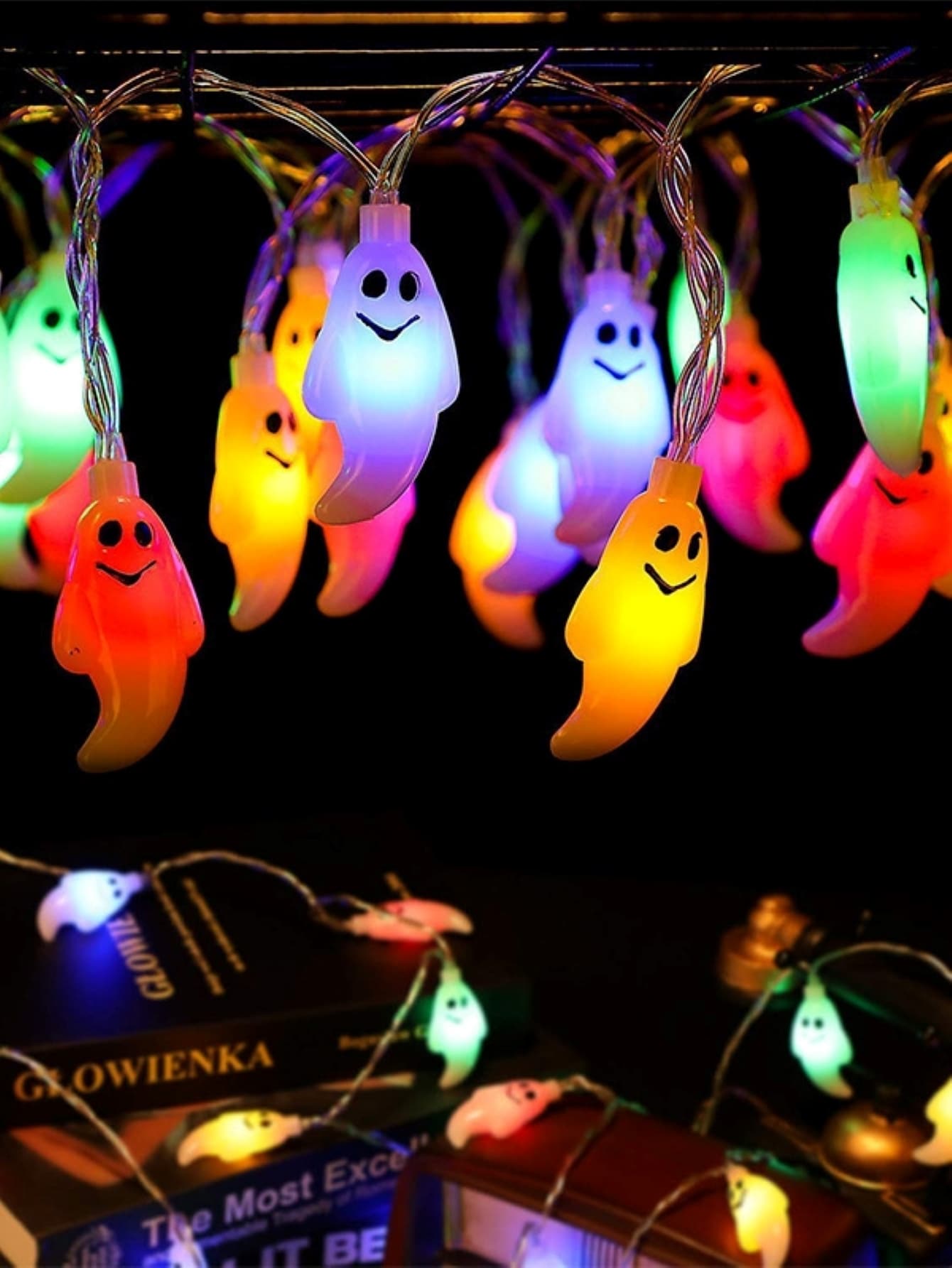 1 件 10/20/40 LED 2/3/6 米固体鬼魂灯串适用于万圣节节日装饰万圣节装饰房间装饰万圣节花园装饰礼物仙女节日装饰节日装饰 - 彩色 - 查看 1