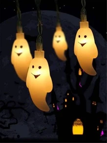 1 件 10/20/40 LED 2/3/6 米固体鬼魂灯串适用于万圣节节日装饰万圣节装饰房间装饰万圣节花园装饰礼物仙女节日装饰节日装饰 - 彩色 - 查看 9