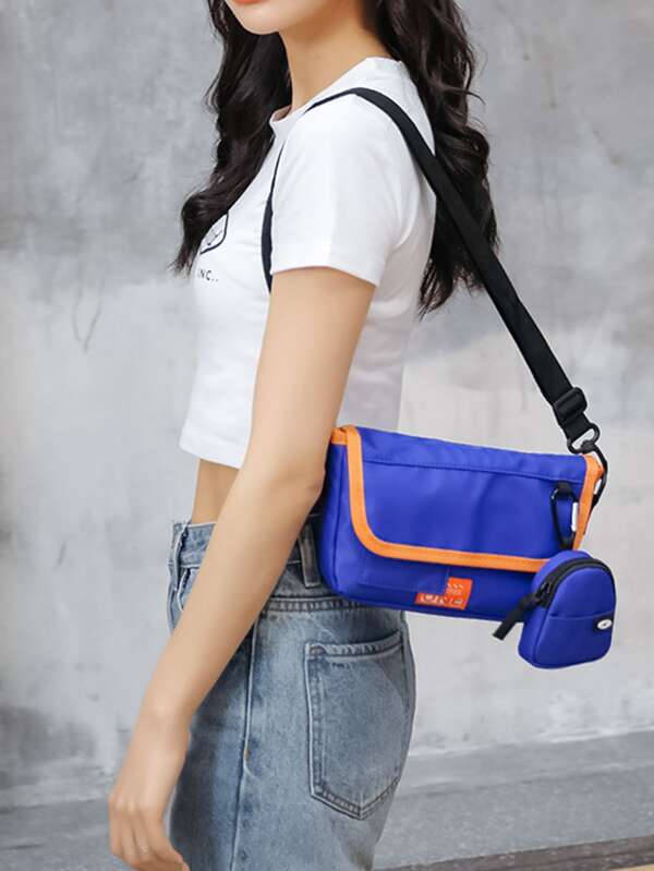 Fashionable Colorblock Letter Small Square Handbag, Suitable For Women Daily Use And As Gift