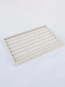 1pc Velvet Jewelry Storage Tray For Rings, Earrings, Small Accessories Display Organizer - Grey - View 4