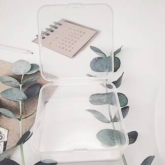 3入組透明方形塑膠盒,可裝耳塞、珠寶、五金配件、扣件等,作為收納盒使用