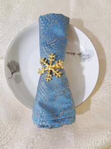 6pcs Snowflake Design Napkin Ring, Gold Napkin Buckle For Dining Table - Gold - View 3