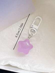 Street 4pcs Women's Cute Pink And Purple Jelly Color Resin Star Shaped Pendant Keychains, Fashion Key Rings, Key Chains Perfect For Everyday Use - Multicolor - View 2