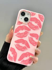 Pink Lip Print Phone Case Compatible With Apple 11 12 13 14 15 16 Pro Max - Multicolor - View 4