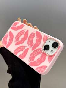 Pink Lip Print Phone Case Compatible With Apple 11 12 13 14 15 16 Pro Max - Multicolor - View 3