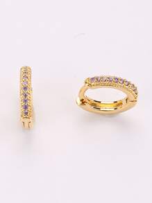 Hoa tai dạng vòng trang trí bằng đá Zirconia - Màu tím - Xem 2