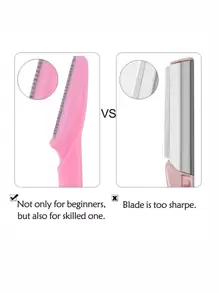 12 件套修眉刀，男女通用，面部剃须刀，易于使用，修眉刀，粉色 - 粉色 - 查看 3