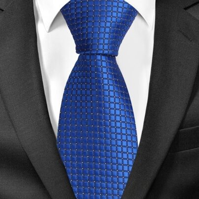 1入組男士藍色的滌綸真絲正式商業套裝配件8cm領帶適用於每天穿戴