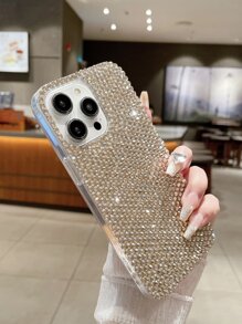 Apple Y2k 水钻装饰手机壳 - 金色 - 查看 4