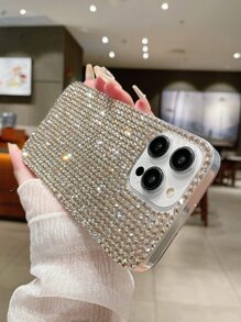 Apple Y2k 水钻装饰手机壳 - 金色 - 查看 2