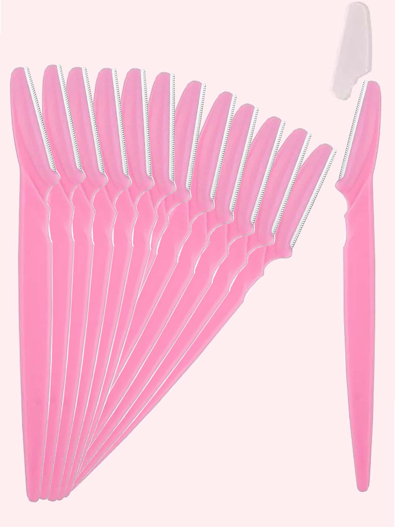 12 件套修眉刀，男女通用，面部剃须刀，易于使用，修眉刀，粉色 - 粉色 - 查看 1