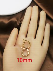 1Pair/2Pcs 10 To 70mm Gold Color Big Round Stainless Steel Earrings Jewelry For Women - Gold - View 11