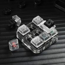 9-key Switch Tester With Cherry Mx Cross Mechanical Keyboard Switch, Diy Axle Texture Test Tool, Transparent Pc Nylon Material Base With Transparent Blank Keycap, Including Keycap Puller - Clear - View 4