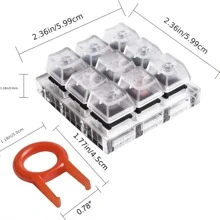 9-key Switch Tester With Cherry Mx Cross Mechanical Keyboard Switch, Diy Axle Texture Test Tool, Transparent Pc Nylon Material Base With Transparent Blank Keycap, Including Keycap Puller - Clear - View 7